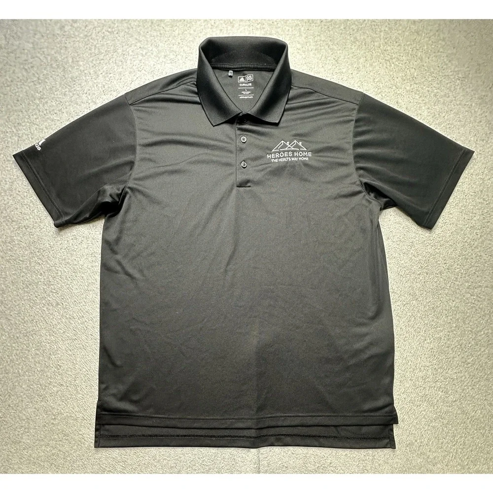Adidas Polo Shirt Adult Large Black Golf Performance Stretch‎ Climalite Mens
